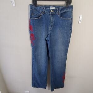 Coldwater Creek embroidered floral mom straight jeans‎ 10